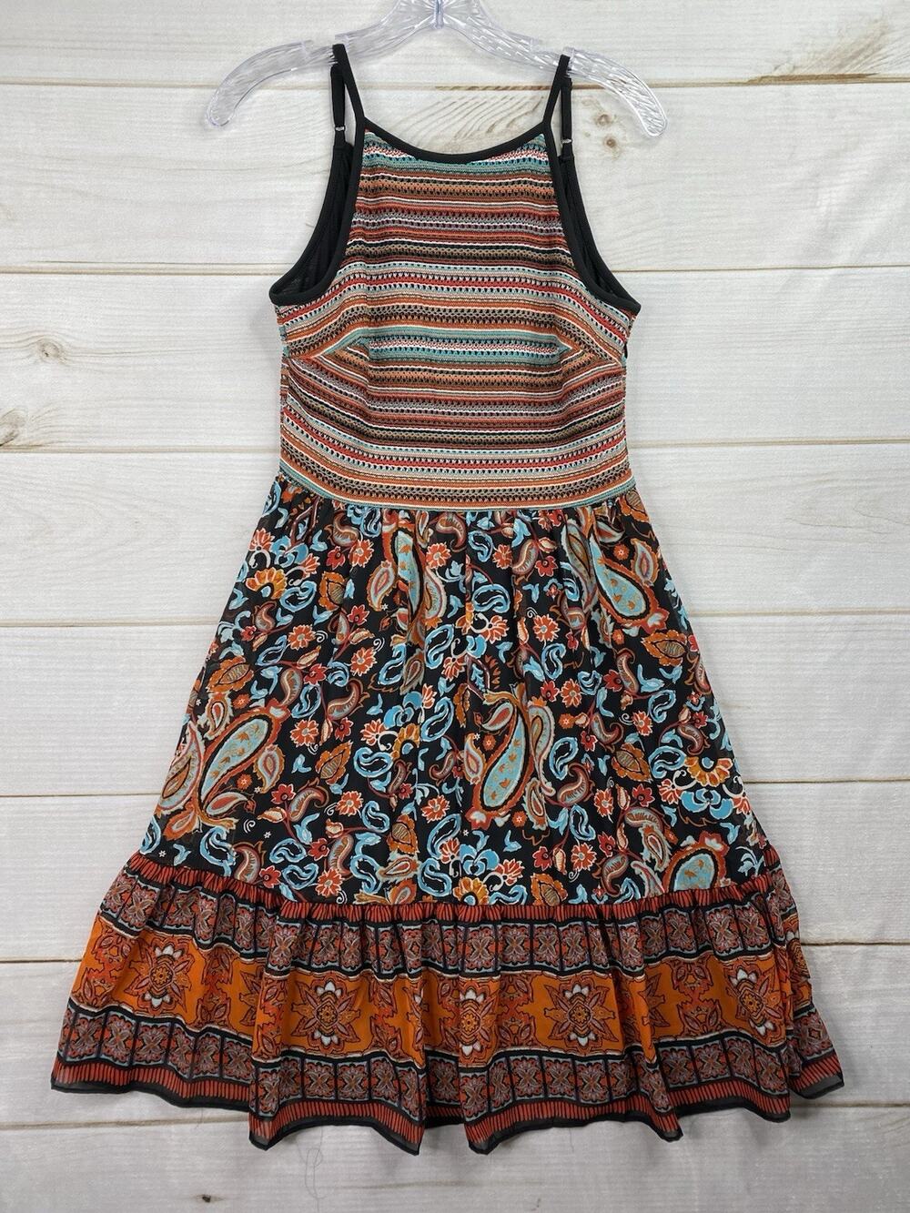 ECI New York Dress Womens 8 Multicolor Halter Knit Stretch Pleated Chiffon Skirt